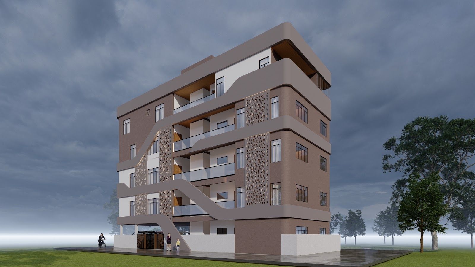 Front elevation, 80x30 East-Facing Residence 3D design