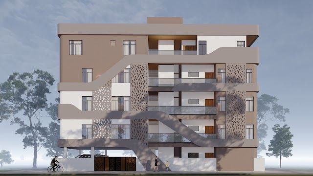 Elevation view, 80x30 East-Facing Residence 3D design