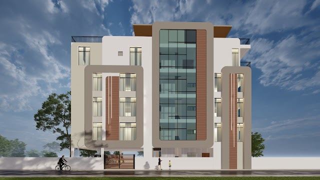 Elevation option, corner view, 80x30 East-Facing Residence 3D design
