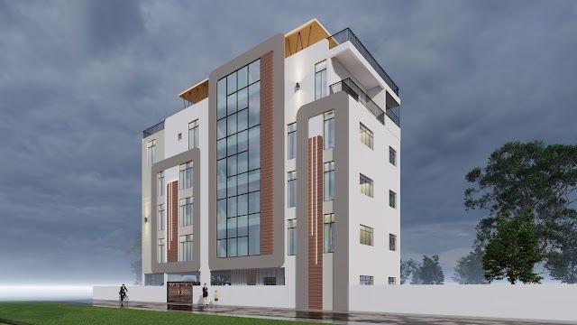 Elevation option, corner view, 80x30 East-Facing Residence 3D design