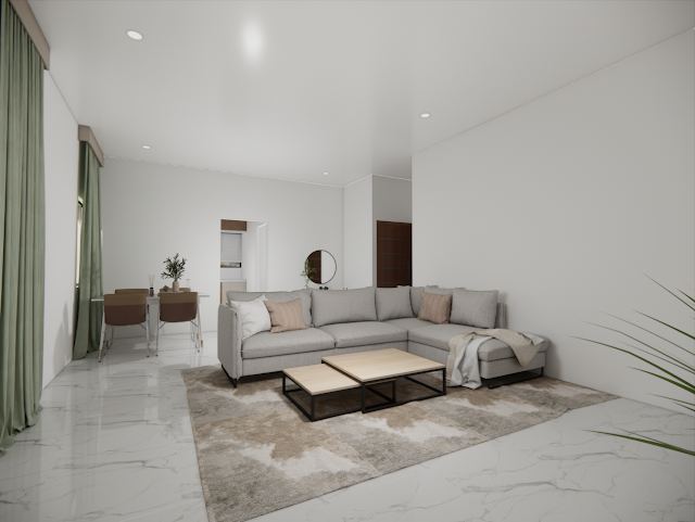 Living room, 80x30 East-Facing Residence 3D design
