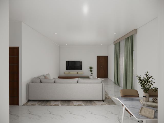 Living room, 80x30 East-Facing Residence 3D design