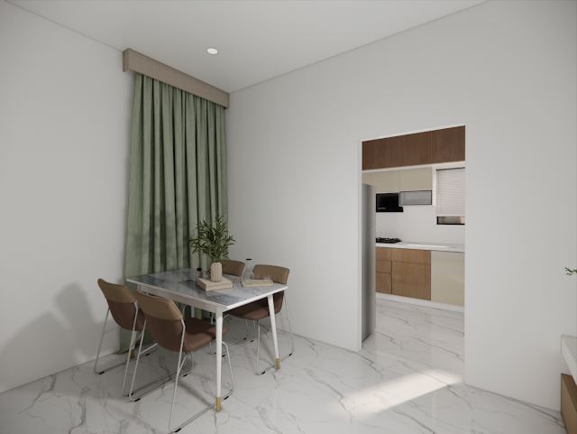 Dining area, 80x30 East-Facing Residence 3D design