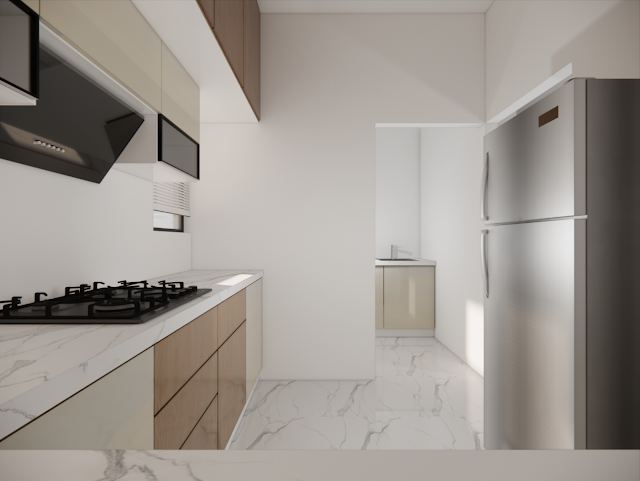 Kitchen, 80x30 East-Facing Residence 3D design