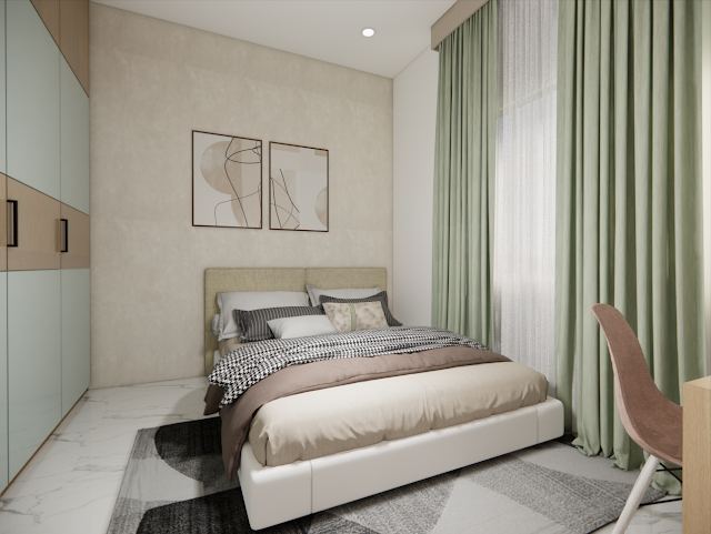 Bedroom, 80x30 East-Facing Residence 3D design