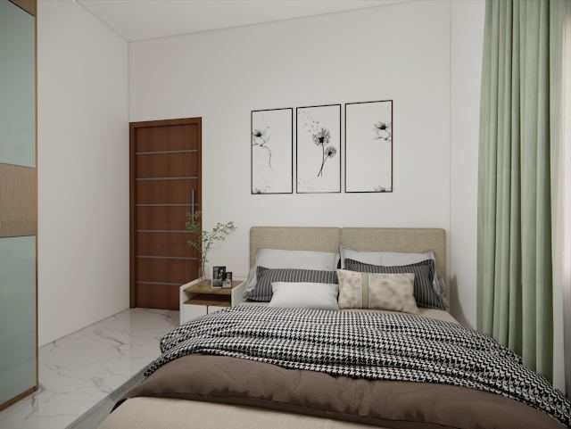 Bedroom, 80x30 East-Facing Residence 3D design