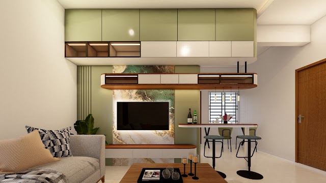 Living room, Akshay Flat Interiors 3D design
