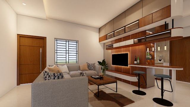Living room, Akshay Flat Interiors 3D design
