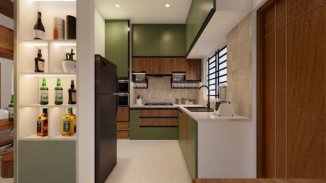 Kitchen, Akshay Flat Interiors 3D design