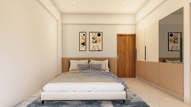 Bedroom, Akshay Flat Interiors 3D design