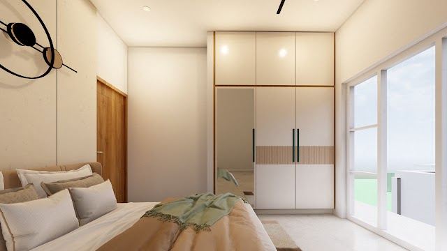 Bedroom, Akshay Flat Interiors 3D design