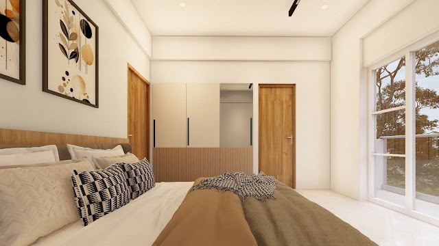 Bedroom, Akshay Flat Interiors 3D design