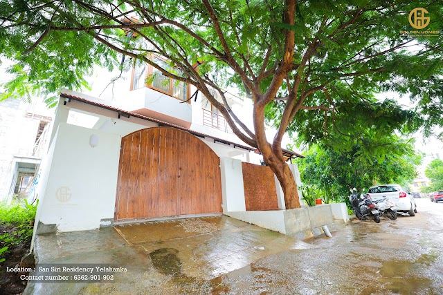 Front elevation and gate, Mr Arun M's home, San Siri Residency, Yelahanka