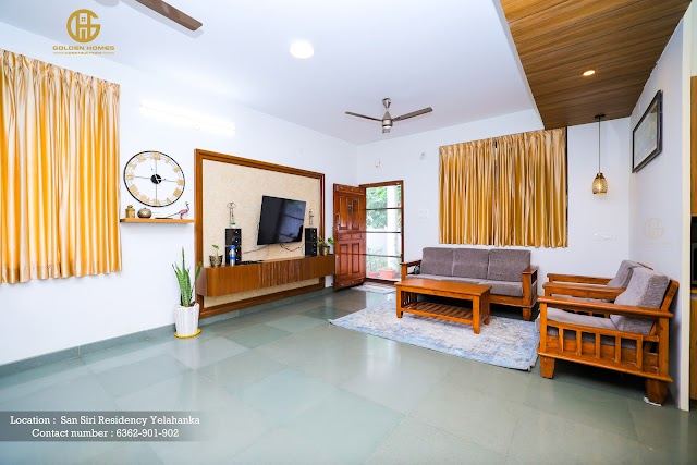 Living and dining area, Mr Arun M's home, San Siri Residency, Yelahanka
