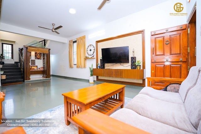 Living room and TV unit, Mr Arun M's home, San Siri Residency, Yelahanka