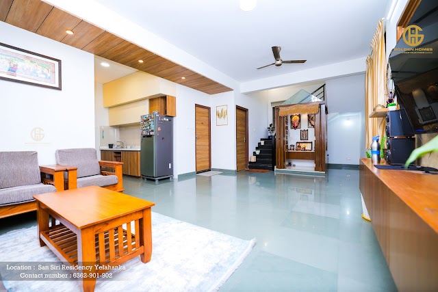 Living and dining with staircase, Mr Arun M's home, San Siri Residency, Yelahanka