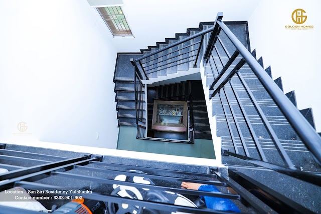 Staircase from above, Mr Arun M's home, San Siri Residency, Yelahanka