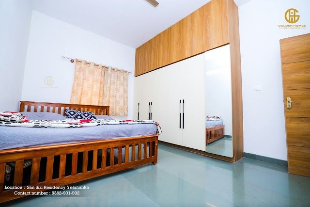 Master bedroom with wardrobe, Mr Arun M's home, San Siri Residency, Yelahanka