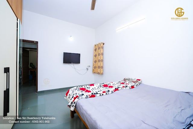 Bedroom with TV unit, Mr Arun M's home, San Siri Residency, Yelahanka
