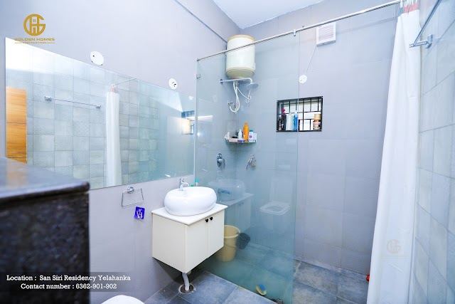 Bathroom with shower partition, Mr Arun M's home, San Siri Residency, Yelahanka