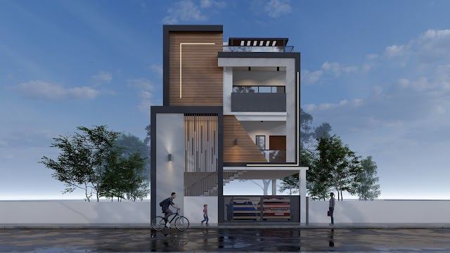 Front elevation, Bhanu Rangaswamy Residence 3D design
