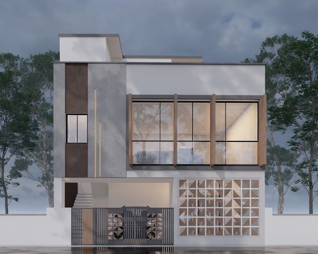 Elevation with full-fold facade, Deepika Residence 3D design