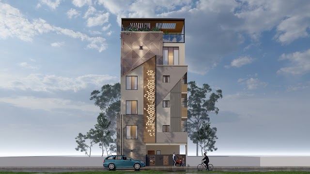 Front elevation, Fayaz Residence 3D design