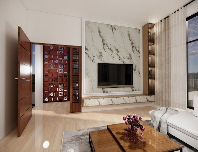 Living room, Hrishitha Amarnath Residence 3D design