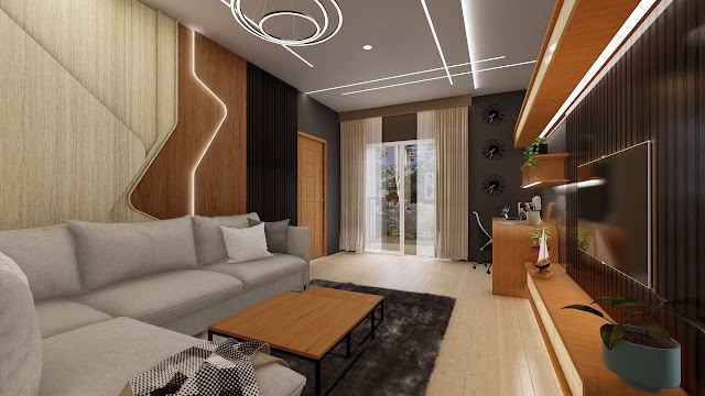 Living room, Jeevan Flat Interiors 3D design
