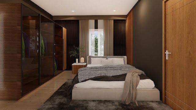 Bedroom, Jeevan Flat Interiors 3D design