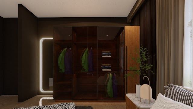 Bedroom, Jeevan Flat Interiors 3D design