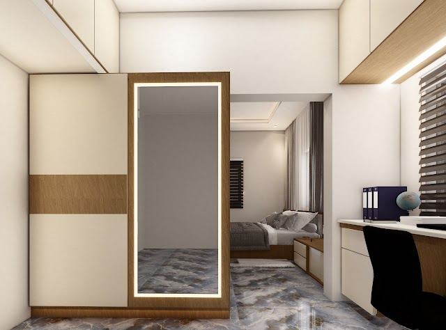 Dressing and wardrobe, Madhu Residence Interiors 3D design