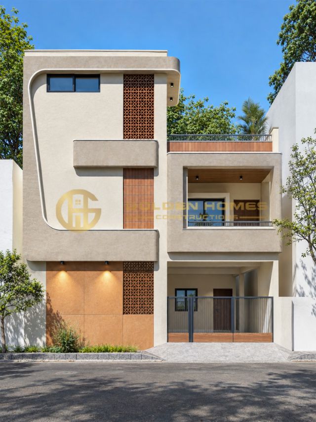 3D elevation view 1, Mr Madhusudhan home design by Golden Homes
