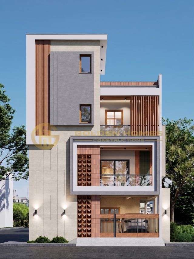 3D elevation view 1, Mr Manthan home design by Golden Homes