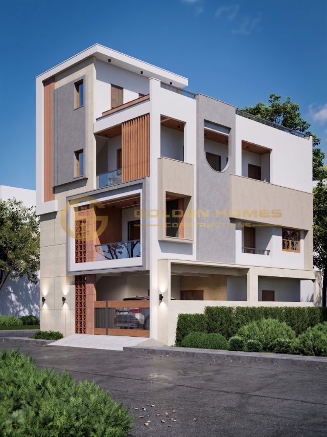3D elevation view 2, Mr Manthan home design by Golden Homes