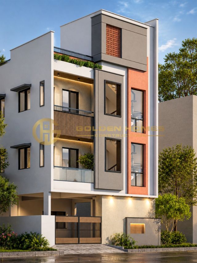 3D elevation view 2, Mr Mudasir Khan home design by Golden Homes