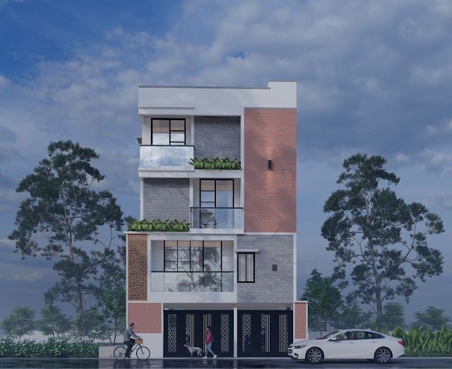 Front elevation, Sunil Residence 3D design