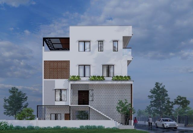 Side elevation, Sunil Residence 3D design