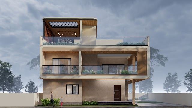 Elevation view, Venugopal Residence 3D design