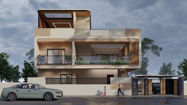 Elevation view, Venugopal Residence 3D design