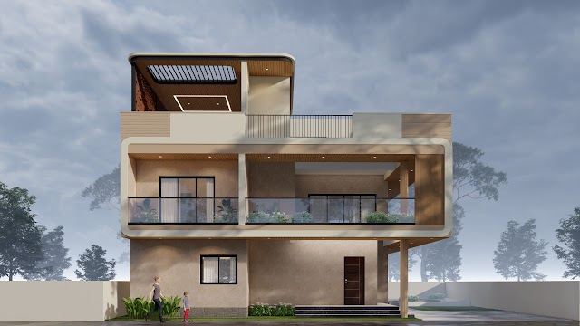 Elevation view, Venugopal Residence 3D design