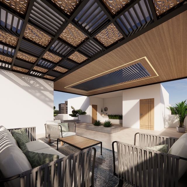 Terrace garden, Venugopal Residence 3D design